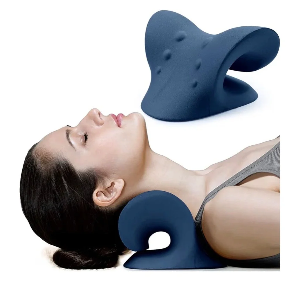 Dark Blue Neck‎ Shoulder Stretcher Pillow for Pain Relief and Posture Correction